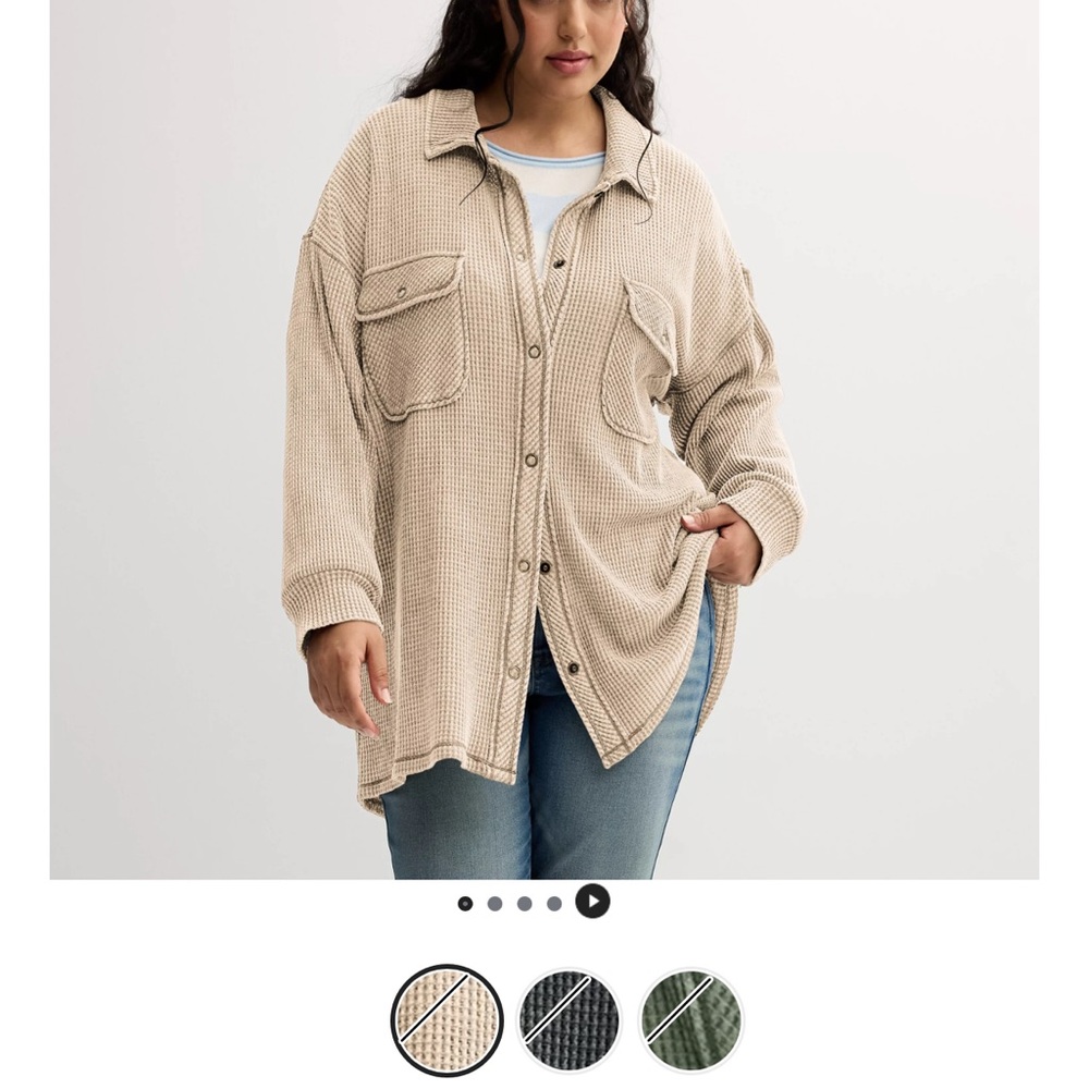 Burgundy Button-Up Waffle Knit Shacket